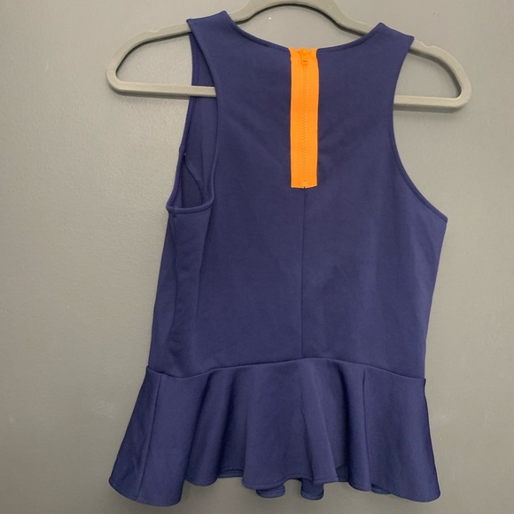 ASOS Navy Blue Peplum Top with Orange Zipper - Picture 3 of 6